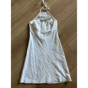 Trina Turk Cream‎ Halter Dress Size 6 White Eyelet Sleeveless Mini